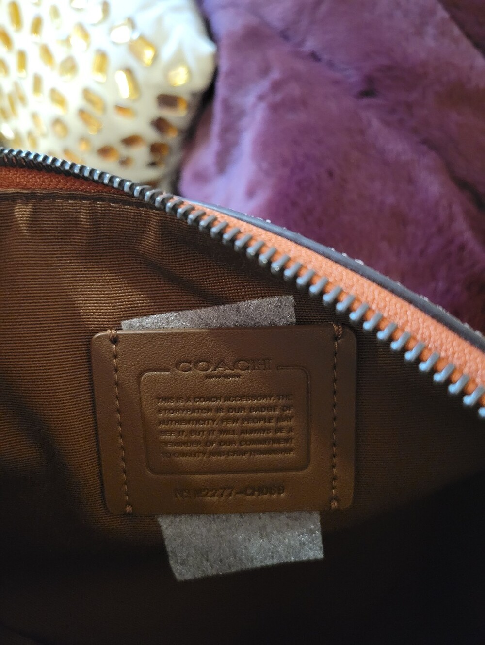 COACH Orange Leather Zip Pouch and Wristlet Clutch - Picture 5 of 10